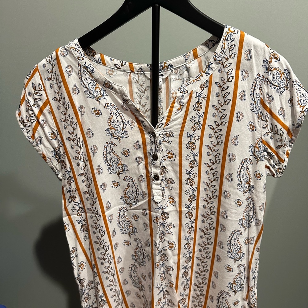 Sonoma White and Orange Blouse Top